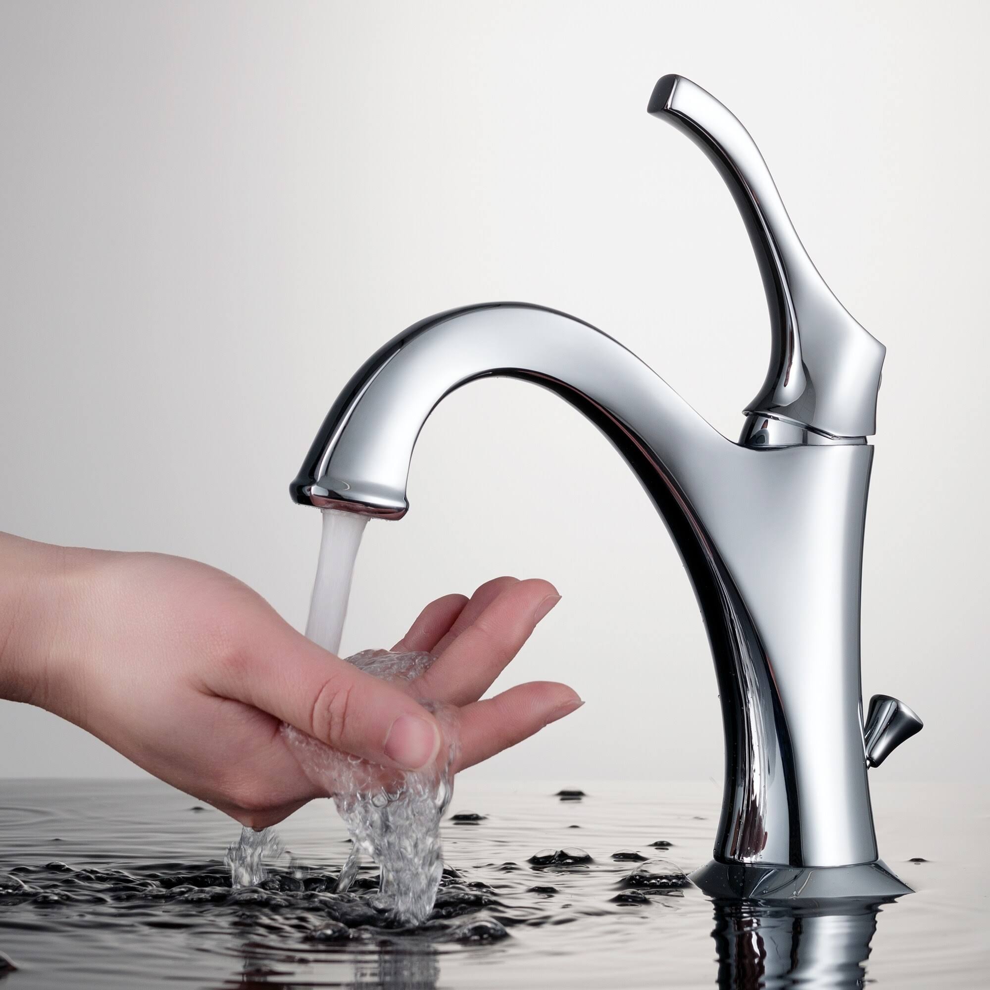 Kraus C-KCV-142-1201CH Elavo Sink Faucet Bathroom Set, Chrome- Arlo