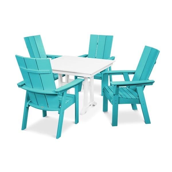 POLYWOOD Modern Adirondack 5Piece Farmhouse Dining Set