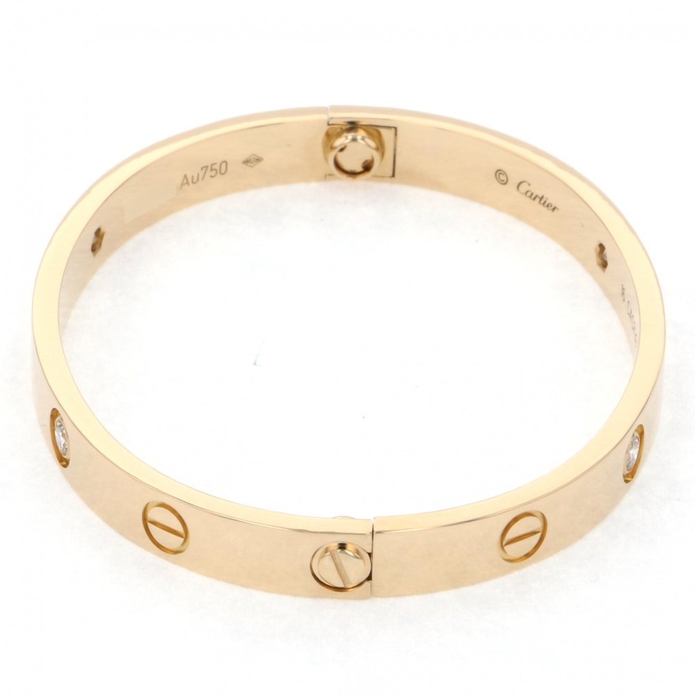 Cartier Love Half Diamond #16 Bracelet 18K Yellow Gold
