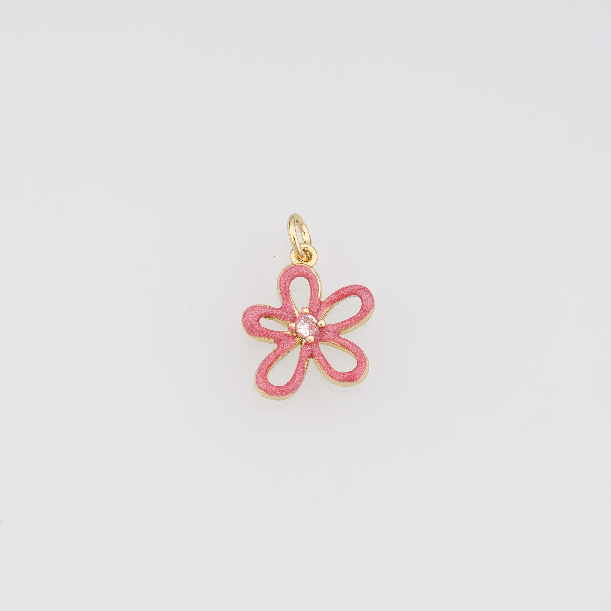 18K Gold Filled Flower Pendant,Enamel Flower Charm Earrings Necklace for DIY Jewelry Making Supply