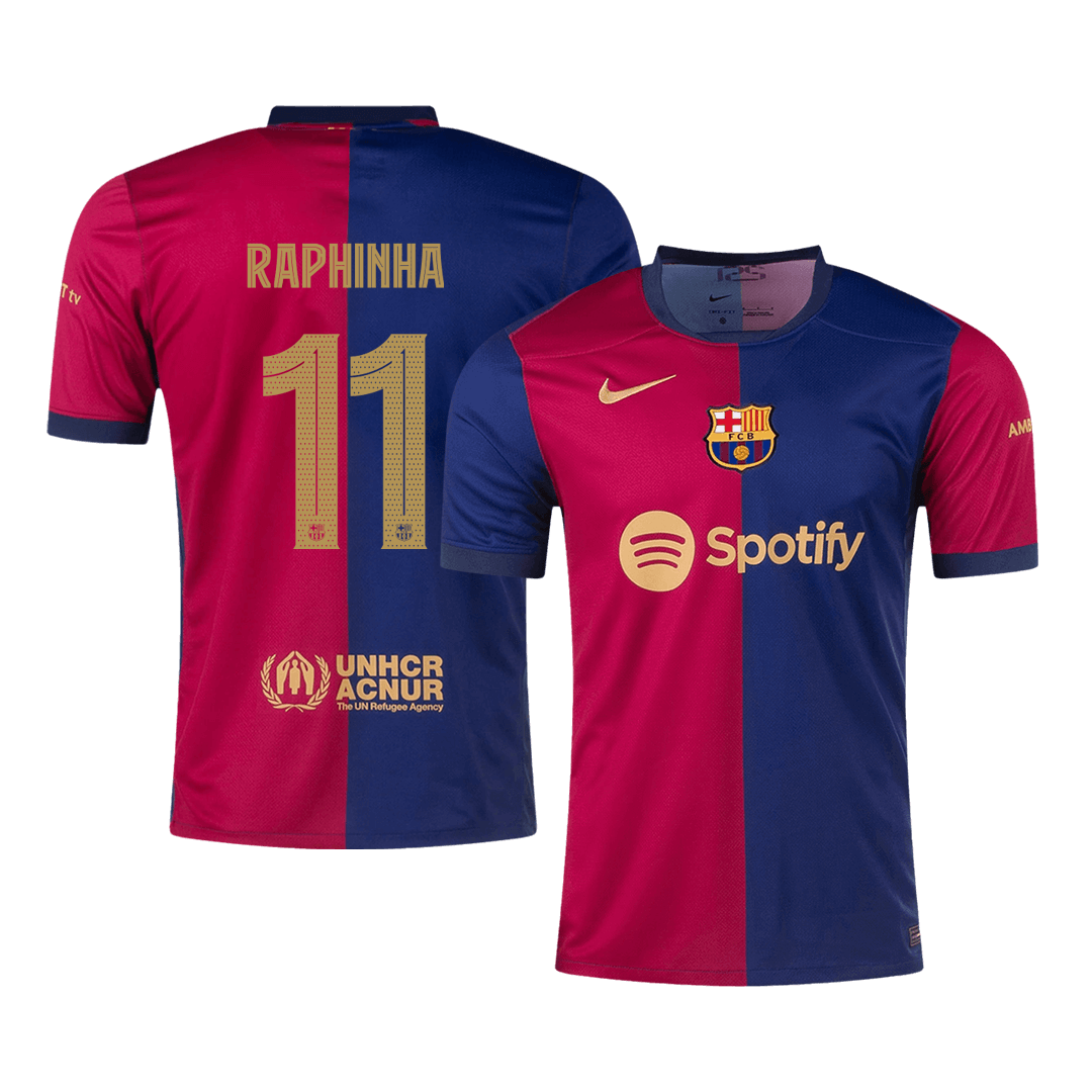 RAPHINHA #11 Barcelona Home Soccer Jersey -UCL