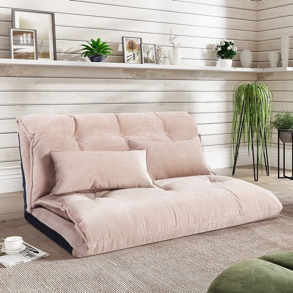 Lazy Sofa Adjustable Folding Futon Sofa with Pillows