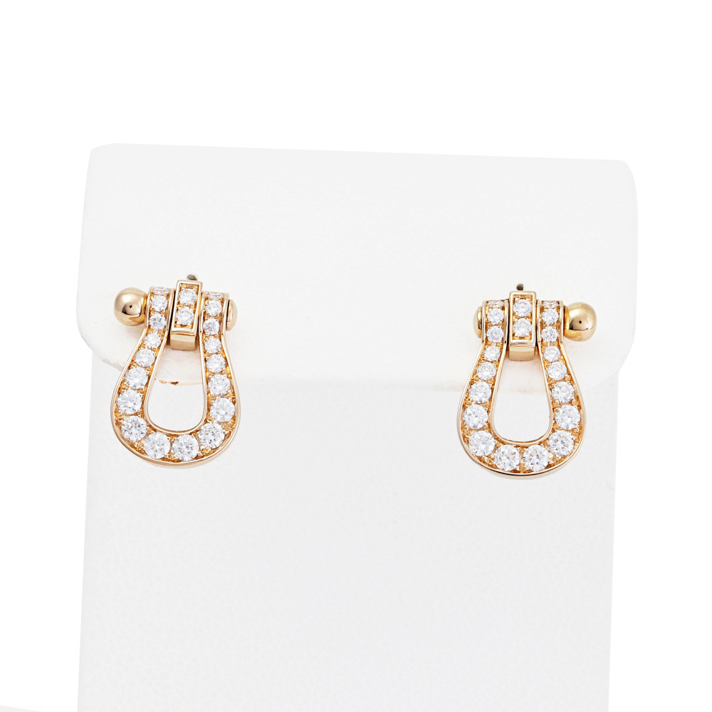 FRED Force 10 Mm Full Diamond Earrings 18K Rose Gold 8B0233