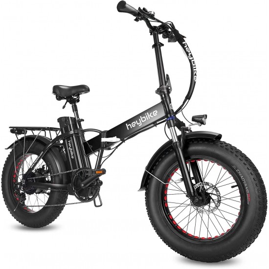 Electric Bike Foldable 20″ x 4.0 Fat Tire Electric Bicycle with 500W Motor, 48V 12.5AH Removable Battery, 7-Speed and Dual Shock Absorber for Adults