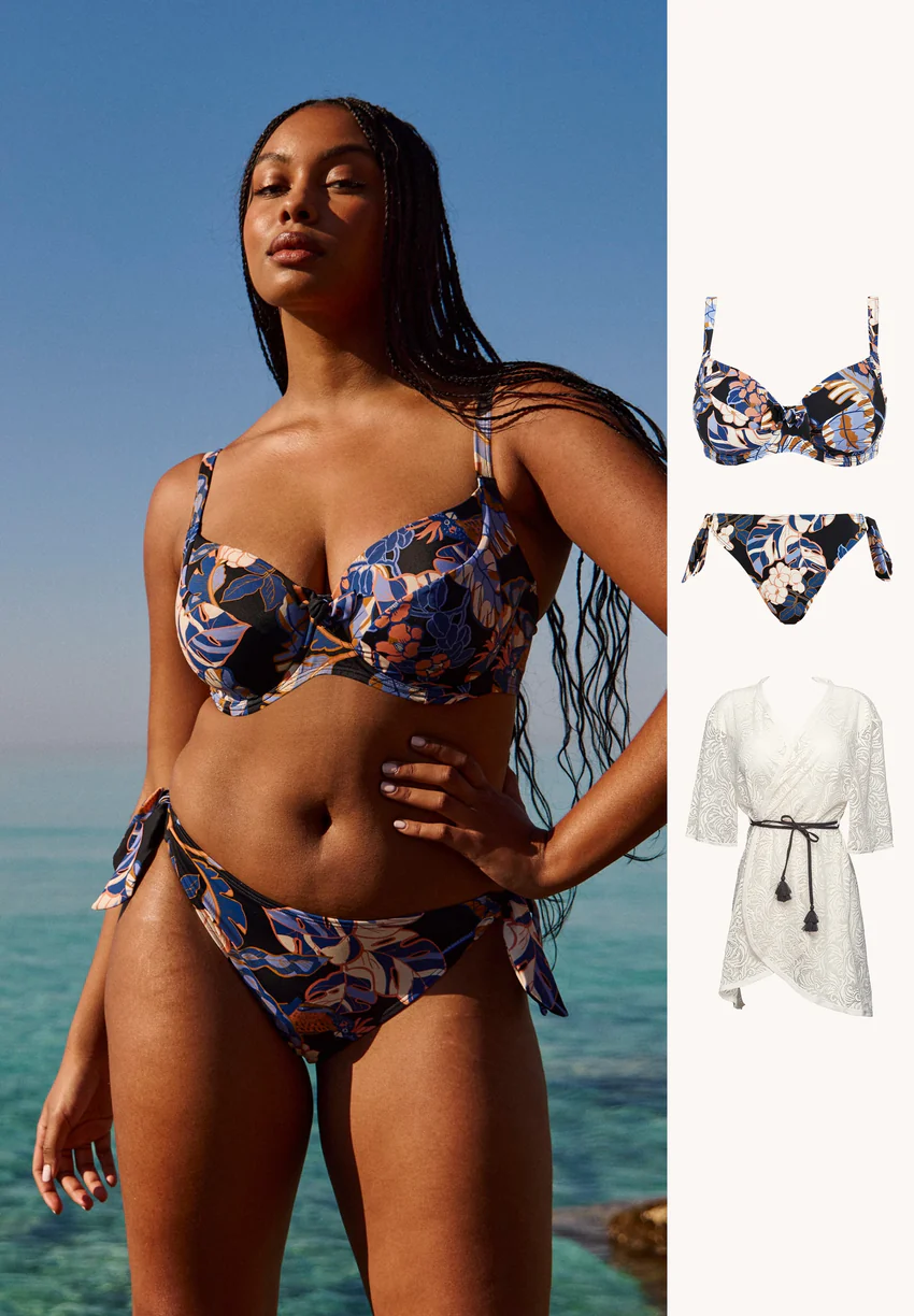Ensemble maillot de bain 2 pièces Fidji noir avec tunique de plage