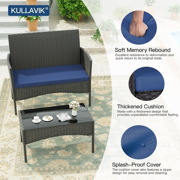 4Piece Conversation Furniture Set,Patio Dining Table and Chair Set