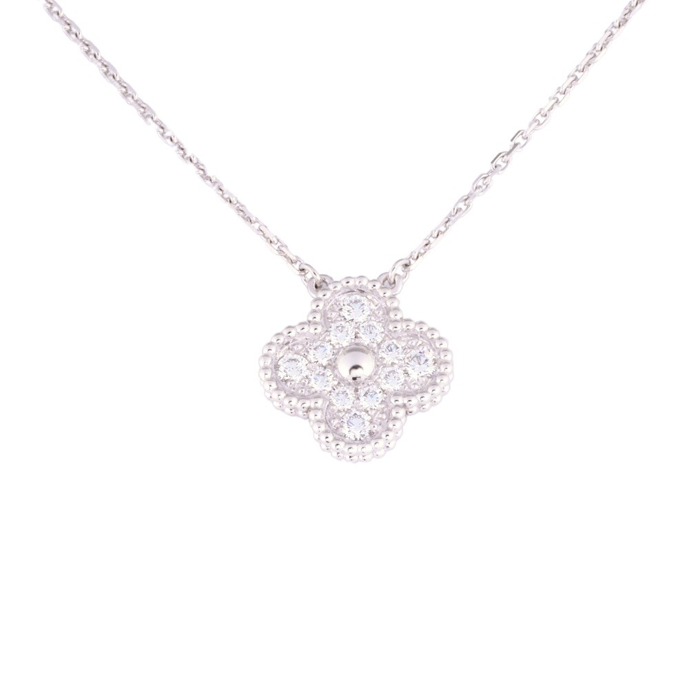 Van Cleef & Arpels Vintage Alhambra Necklace 18K White Gold Diamond VCARA46100