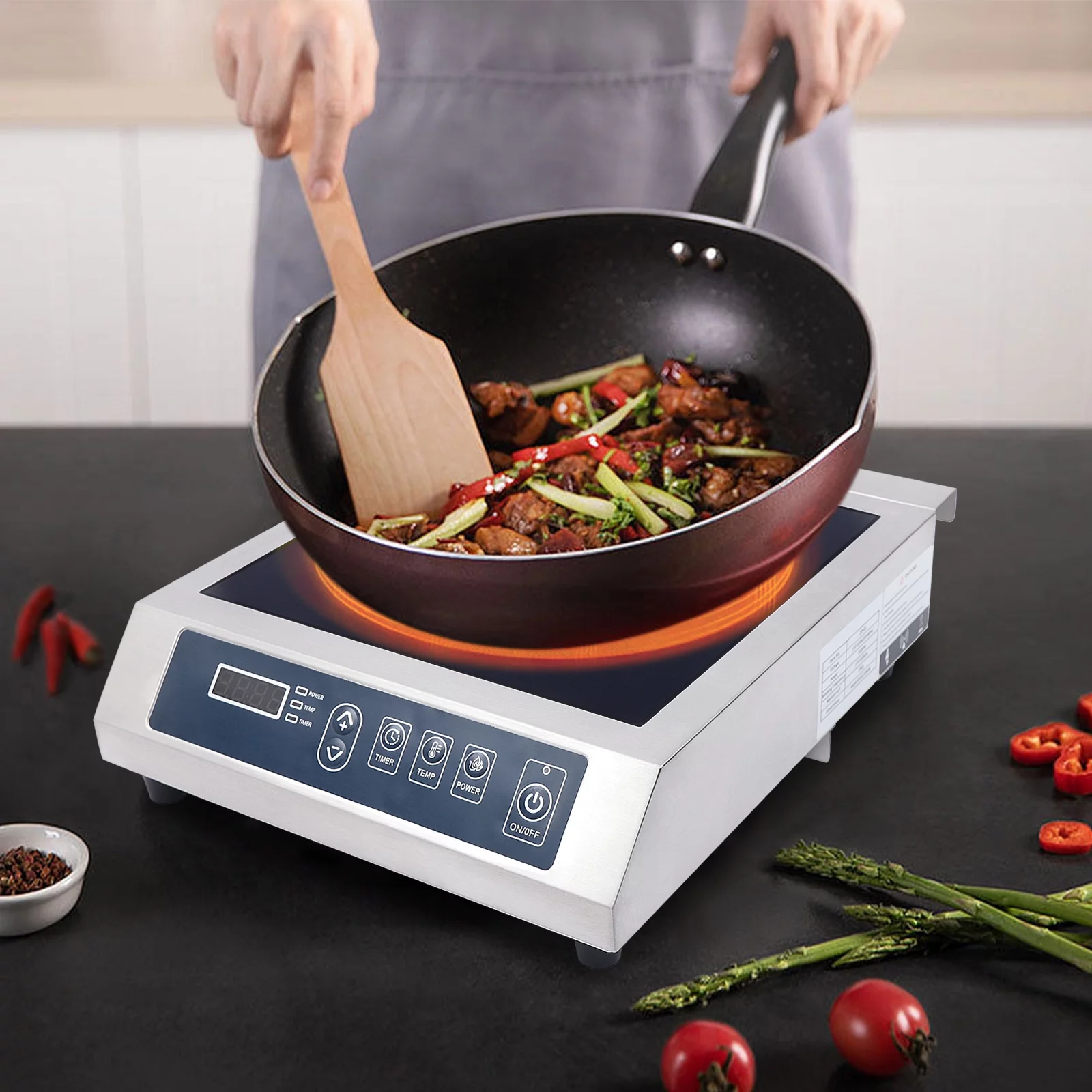 TOOL1SHOoo High Power Induction Cooktop 110V 3500 Watt Countertop Burner + Temp Power Panel