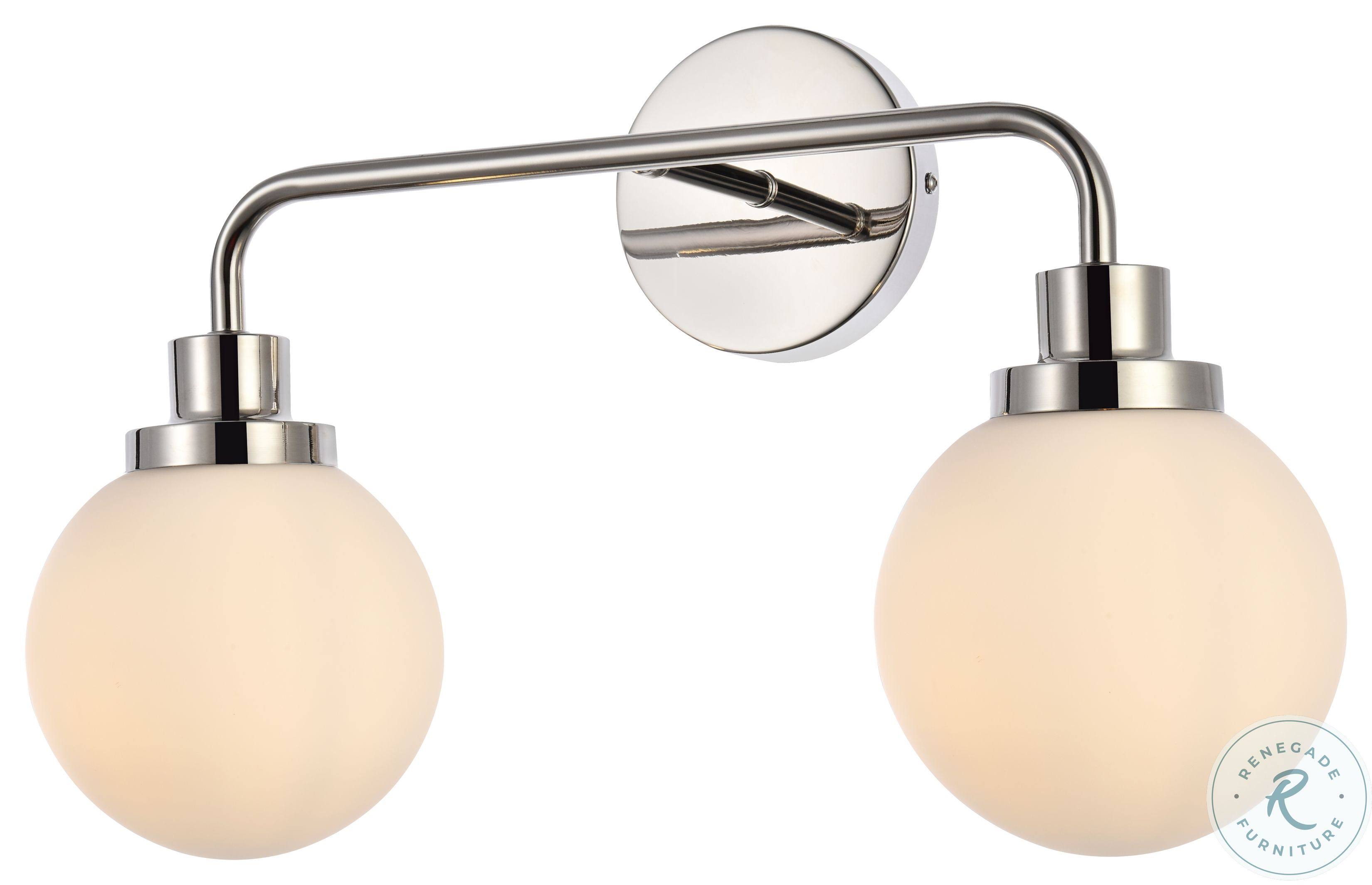 Elegant Hanson 2 Lights Bath Sconce in Polished Nickel with Frosted Shade LD7032W19PN