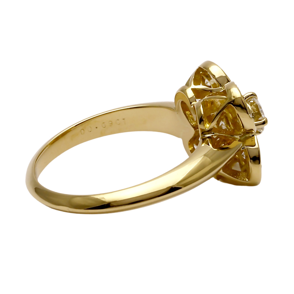 Van Cleef & Arpels Treful Diamond Ring 18K Yellow Gold