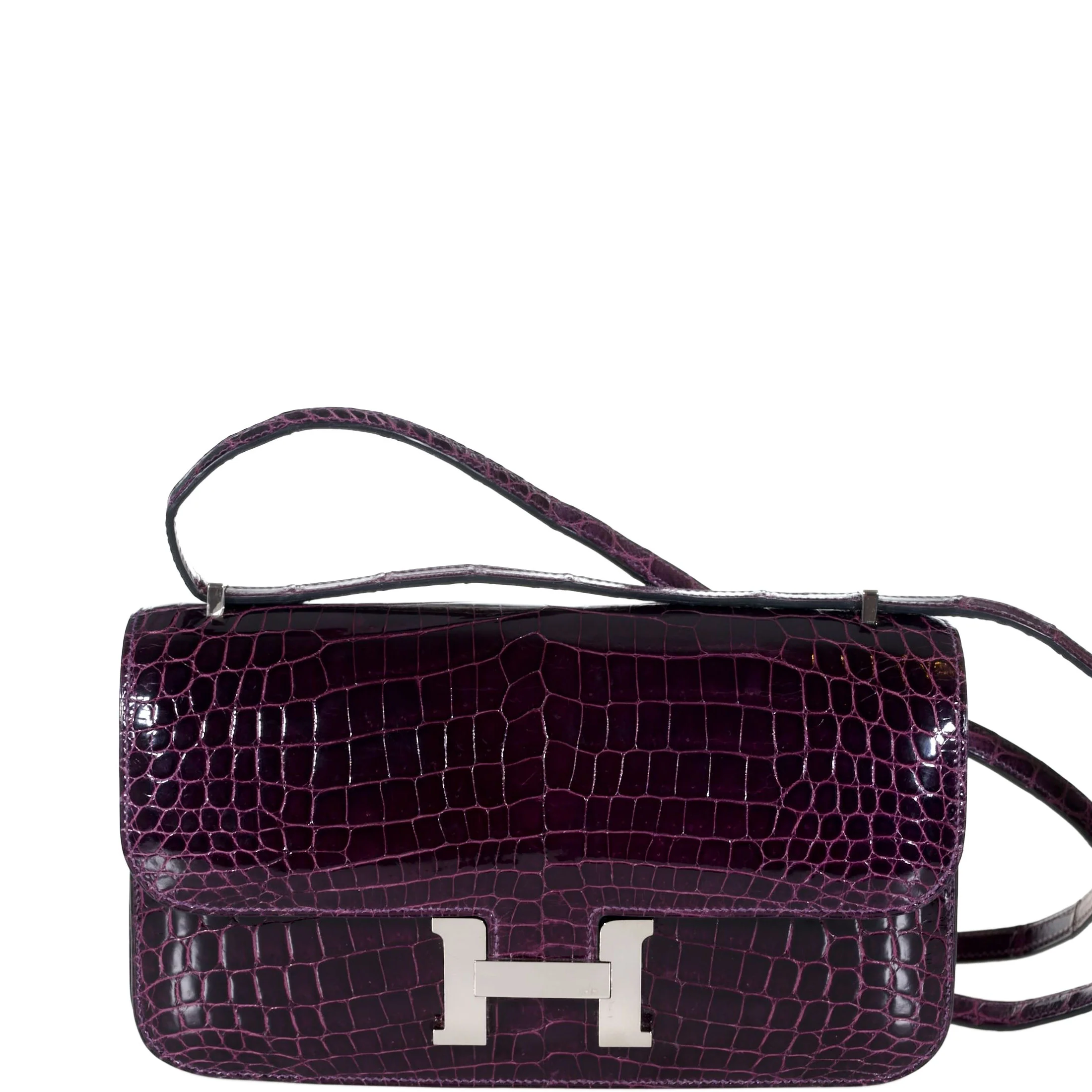 Hermès Constance Elan 25 Amethyst Shiny Niloticus Crocodile Palladium Hardware