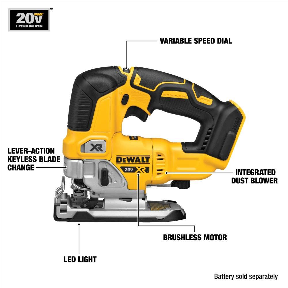 DEWALT XR 20-Volt Max Brushless Variable Speed Keyless Cordless Jigsaw (Battery Included) Kit;