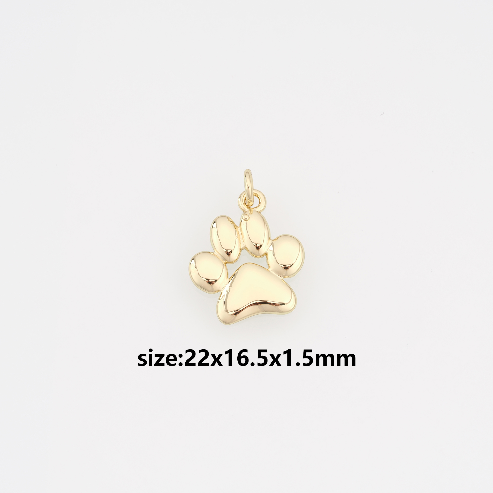 18K Gold Filled Paw Pendant,Dog Paw Charm Earrings Necklace for DIY Jewelry Making Supply