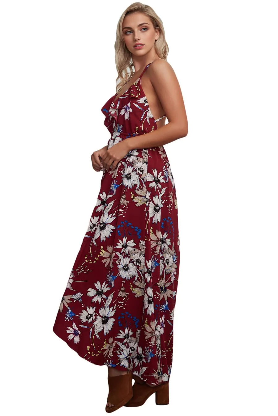 Criss Cross Back Floral Maxi DressClistos
