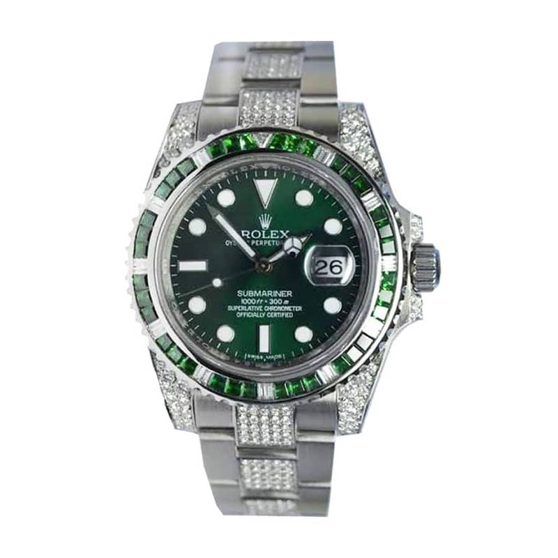 Rolex Submariner 116610LV “Hulk Iced Out” Premium Replica 1:1
