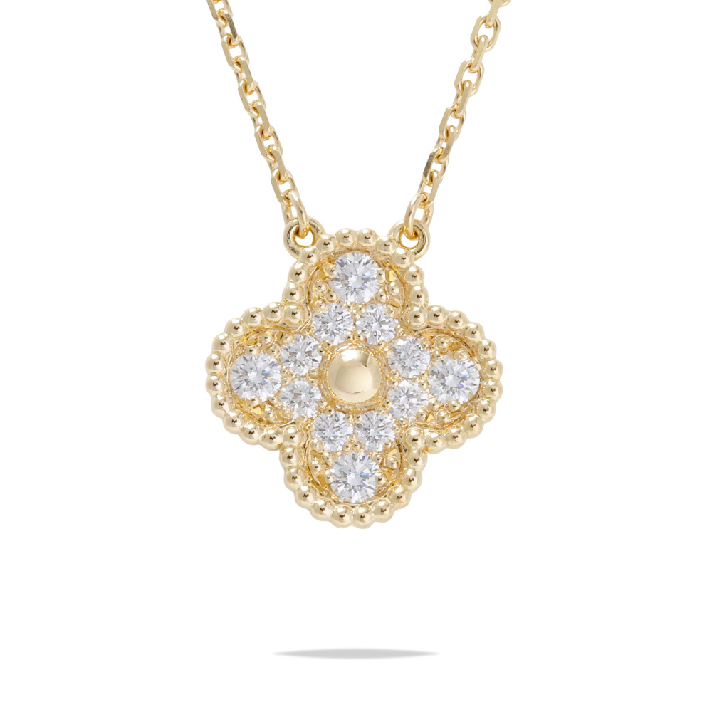Van Cleef & Arpels Vintage Alhambra Necklace 18K Yellow Gold Diamond VCARA45300