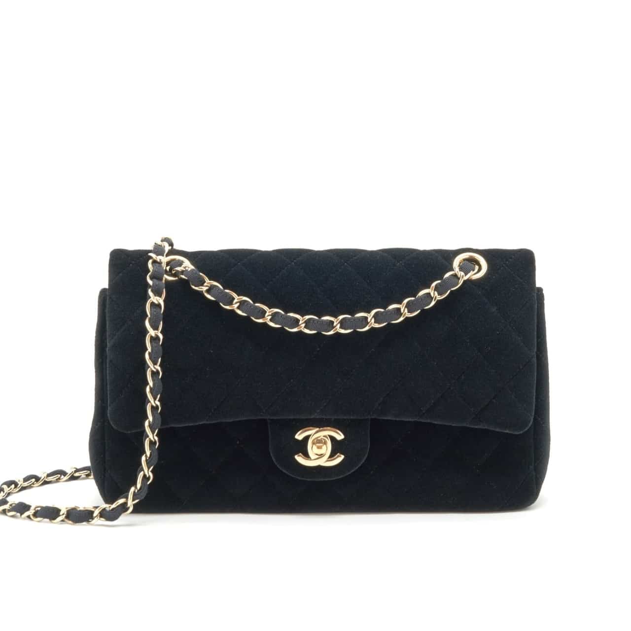 Chanel Velvet Pearl Crush Mini Flap Bag Black 20Cm/7.9in
