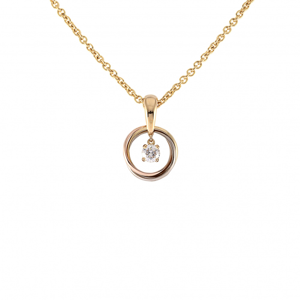 Cartier Trinity 1PD Necklace Tri-Gold Diamond
