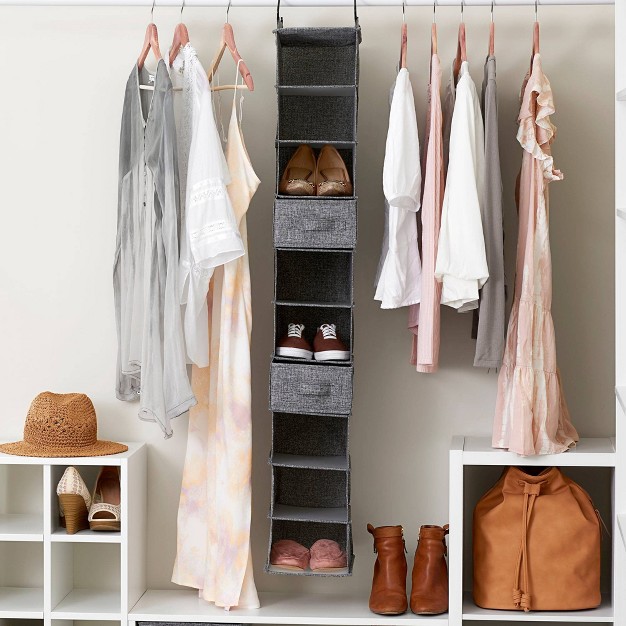 Household Essentials Set Of 2 Narrow Drawer Organizer Graphite Linen