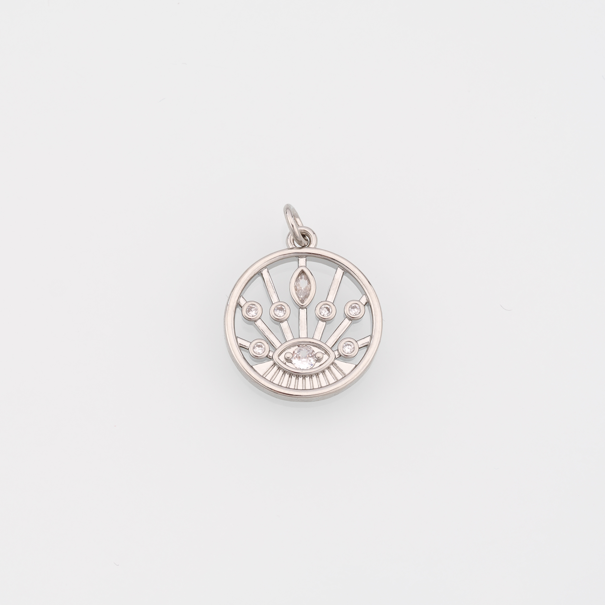 18K Gold Filled Evil Eye Pendant,CZ Micro Pave Evil Eye Charm Earrings Necklace for DIY Jewelry Making Supply