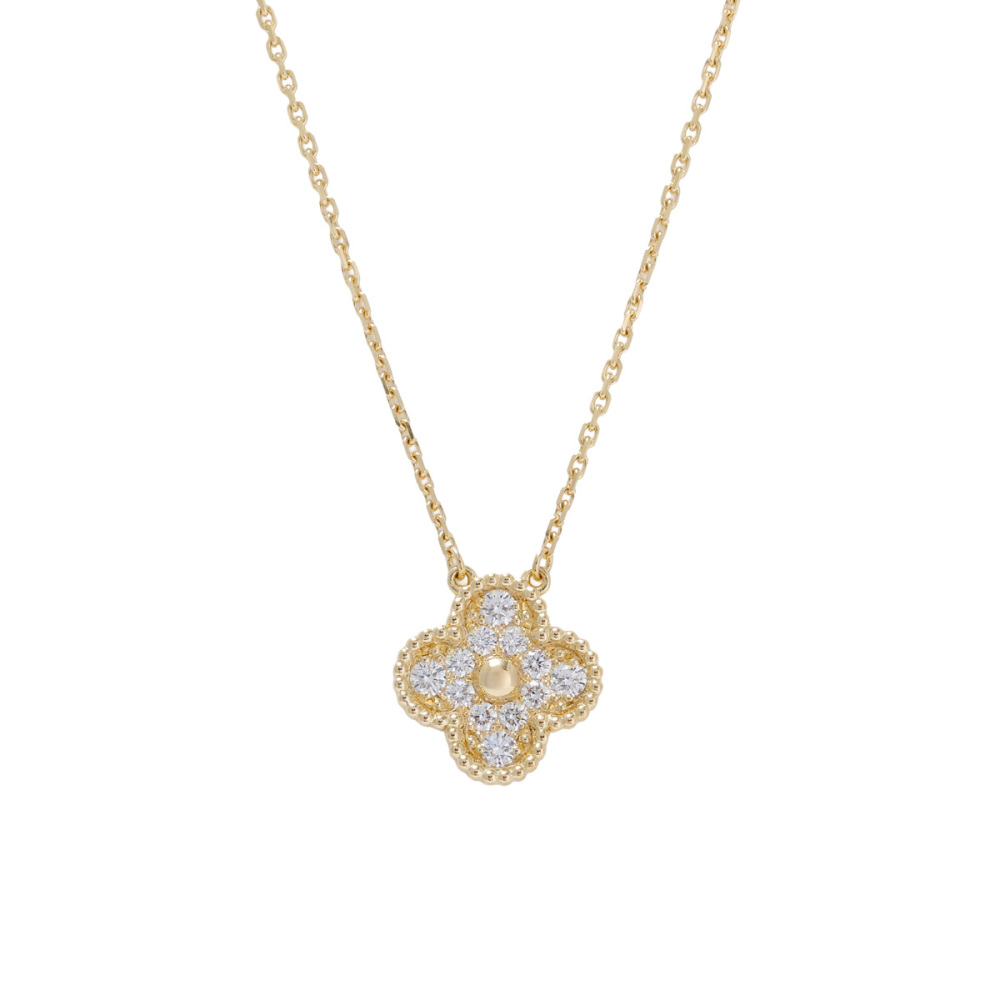 Van Cleef & Arpels Vintage Alhambra Necklace 18K Yellow Gold Diamond VCARA45300