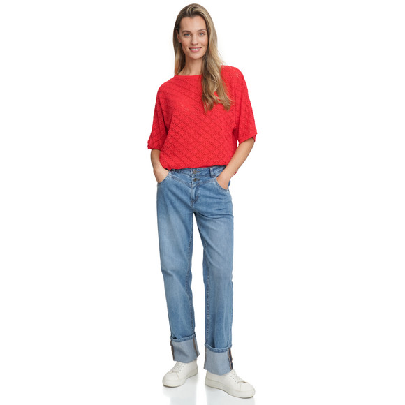 Gina Benotti Damen Strickshirt in Häkel-Optik