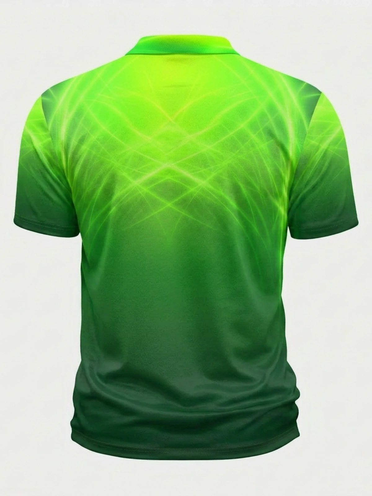 Moisture Wicking Golf Polo 3D Green Light Gradient Lightning Pattern Button Short Sleeve Golf Polo Shirt