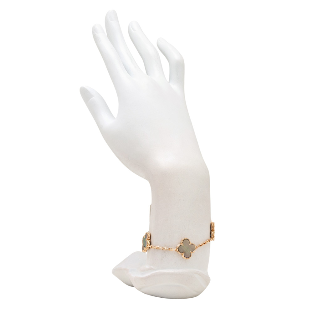 Van Cleef & Arpels Vintage Alhambra 5 Motifs Bracelet 18K Rose Gold Mother of Pearl VCARP3EM00