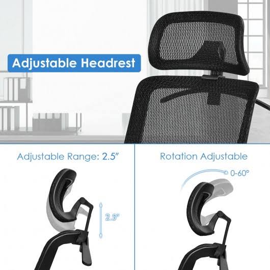Height Adjustable Ergonomic High Back Mesh Office Chair with Hange-Black | Costway