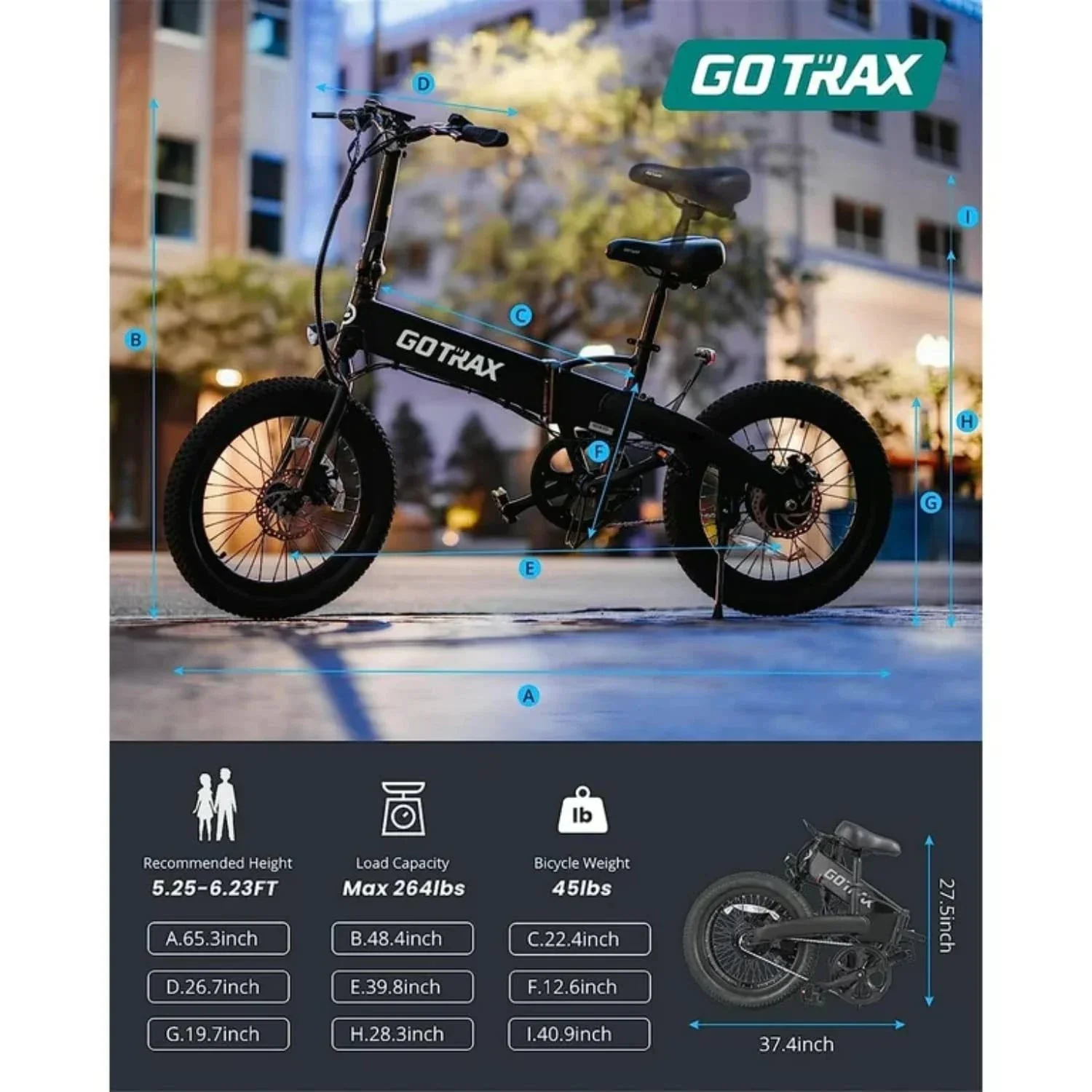 GOTRAX F1 Foldable Electric Bike - 20