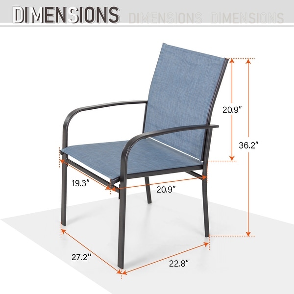 MAISON ARTS 6Piece Patio Dining Set,37 Inch Square Metal Table and 4 Textilene Dining Chairs with 9ft Patio Umbrella