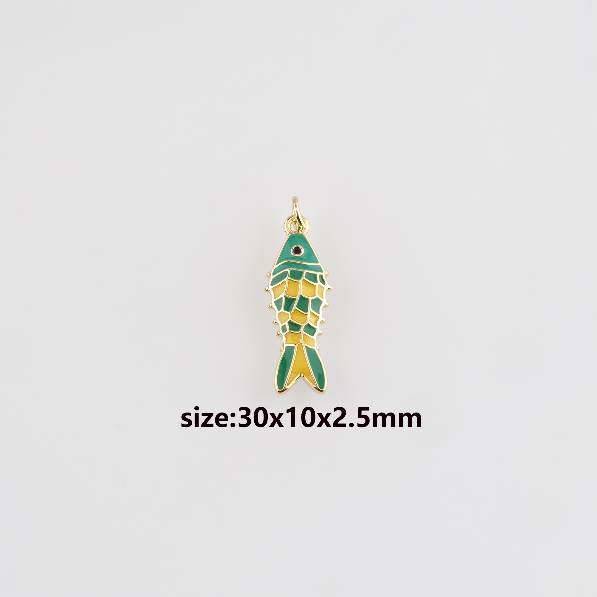 18K Gold Filled Fish Pendant,Enamel Fish Charm Earrings Necklace for DIY Jewelry Making Supply