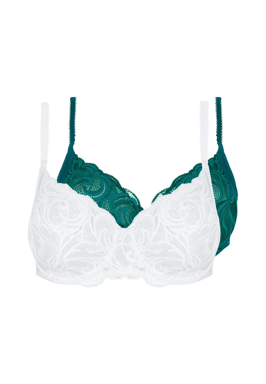 Lot de 2 soutiens-gorge Duo Carla Blanc et Vert Epicea