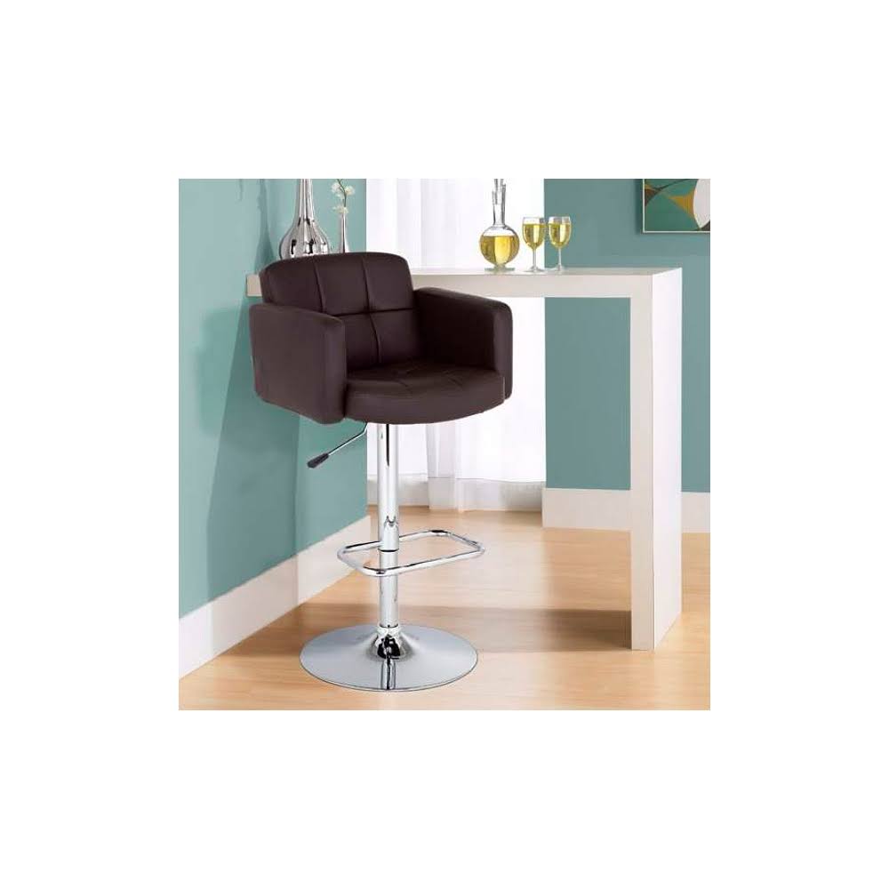 Studio 55D Trek Large Espresso Faux Leather Adjustable Swivel Bar Stool