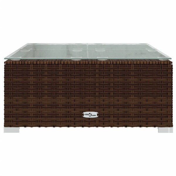 vidaXL Patio Lounge Set with Cushions Poly Rattan Brown