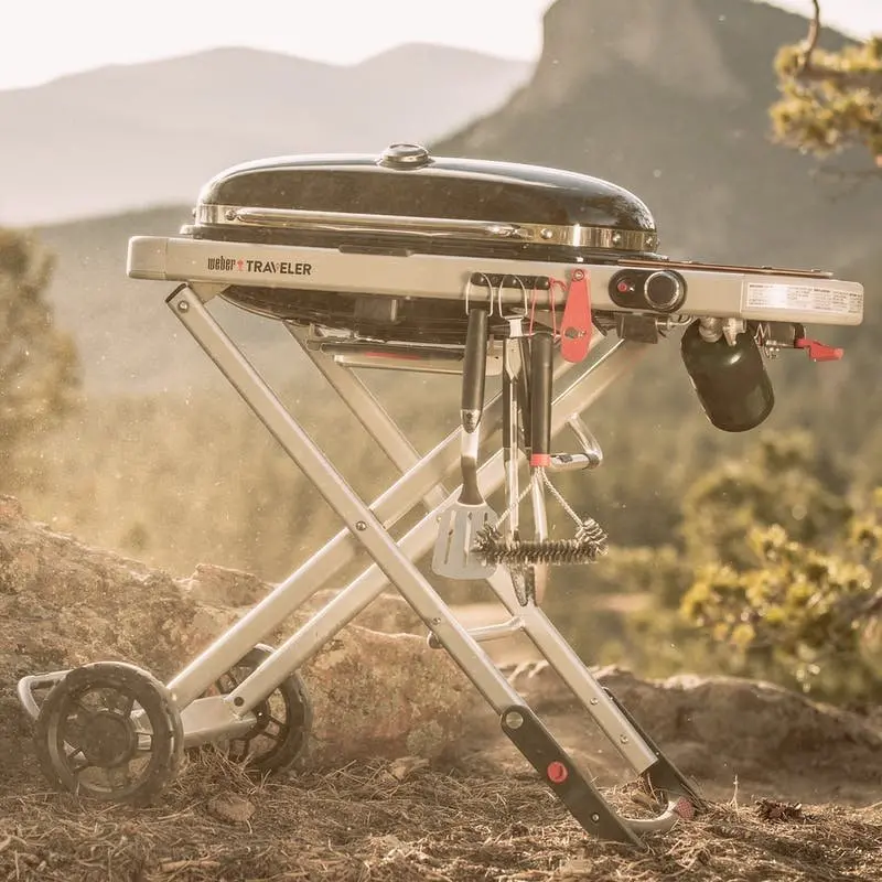 Weber Traveler Portable Propane Gas Grill – Compact, Lightweight, and Easy to Transport