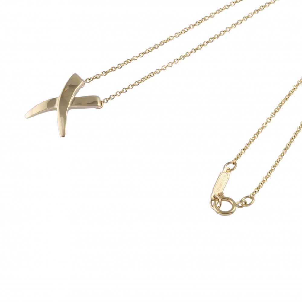 Tiffany & Co. Paloma Picasso Graffiti X Necklace 18K Yellow Gold