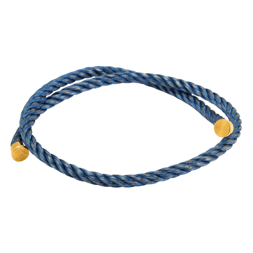 FRED Force 10 Jean Blue Cable Accessory 18K Yellow Gold & Stainless Steel 6B1063