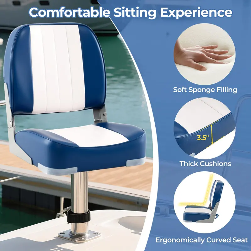 Twin Folding Boat Seats – Stainless Steel Hardware & Corrosion-Resistant Aluminum Hinges