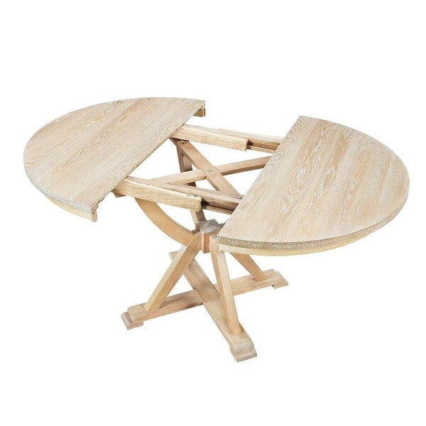 5Piece Extendable Round Dining Table Set with 15.7