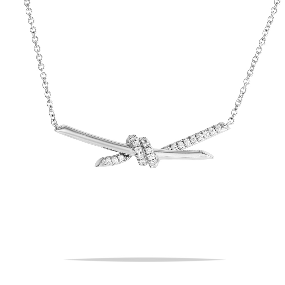 Tiffany & Co. Knot Necklace 18K White Gold Diamond 70300346