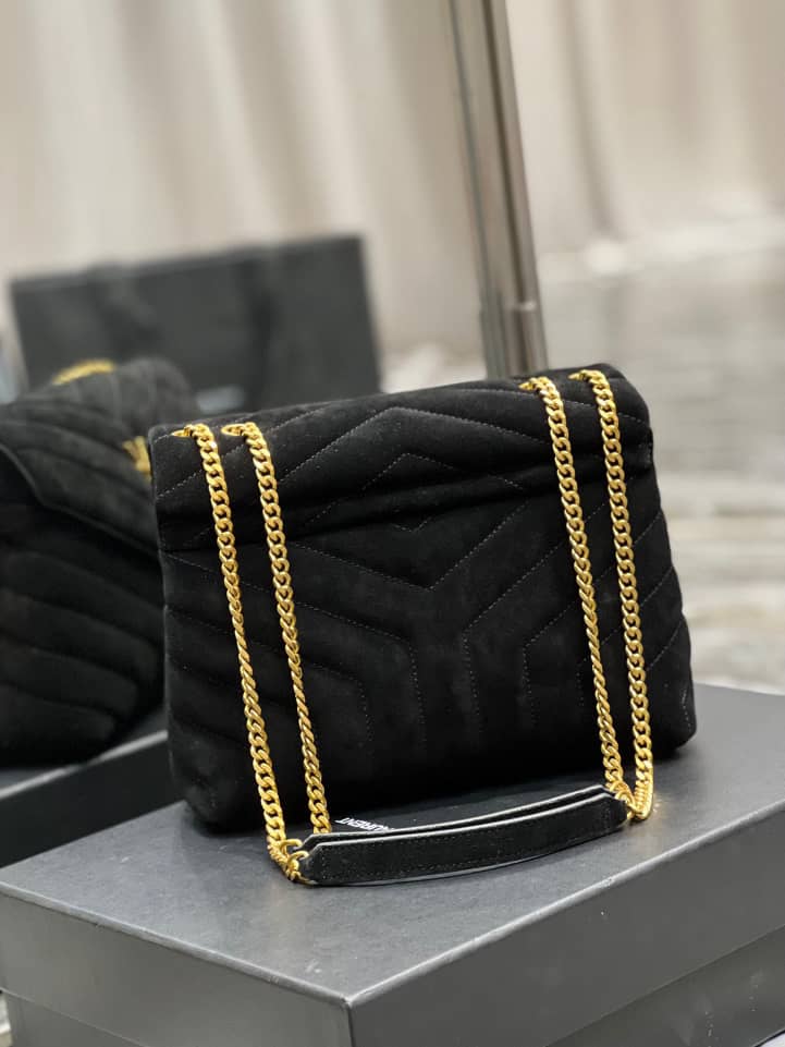Saint Laurent Loulou Small Flap Bag Suede Black 25Cm