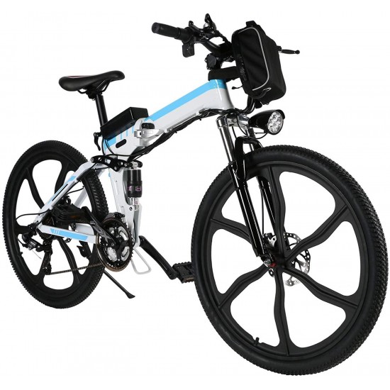 26 inch Folding Electric Bike Electric Mountain Bike with 36V Lithium-Ion Battery 250W Motor, 21 Speed Gear and 3 Working Modes Electric Bicycle