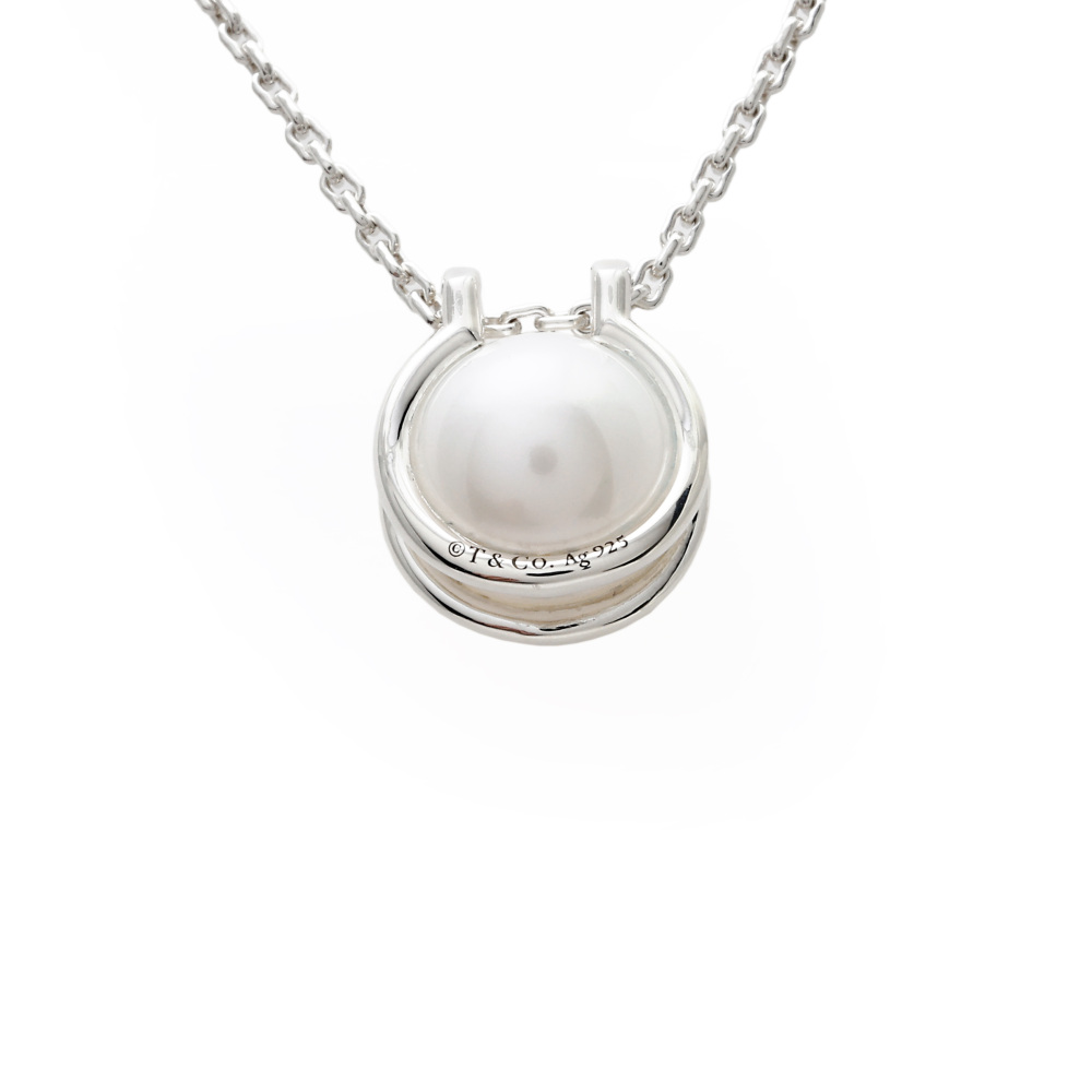Tiffany & Co. Hardware Fresh Water Pearl Link Pendant Sterling Silver Necklace 64048317