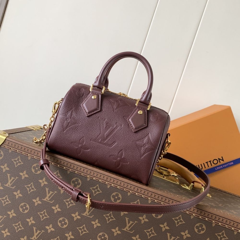 [Premium Quality] – Louis Vuitton Speedy Bandouliere 20 Monogram Empreinte Grenat Red 8.1 Inches M25929