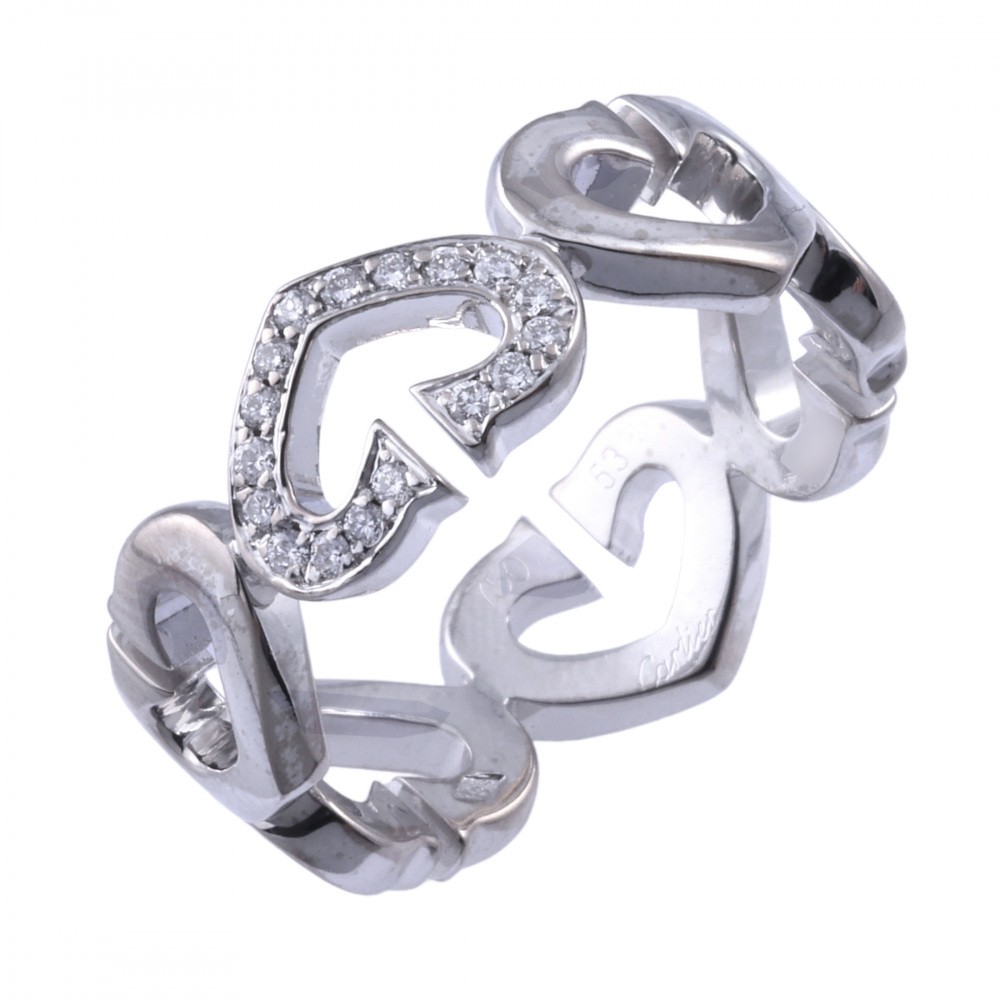Cartier C Heart Ring 18K White Gold Diamond