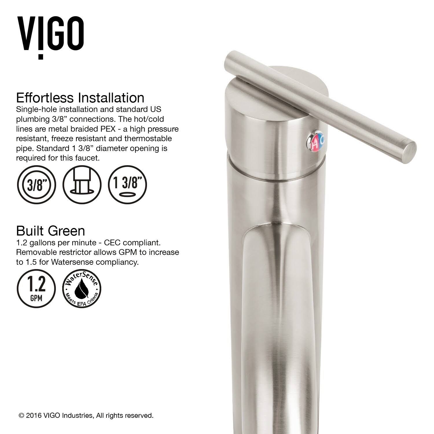 Vigo VG01038BN Setai Single Handle Bathroom Faucet, Brushed Nickel
