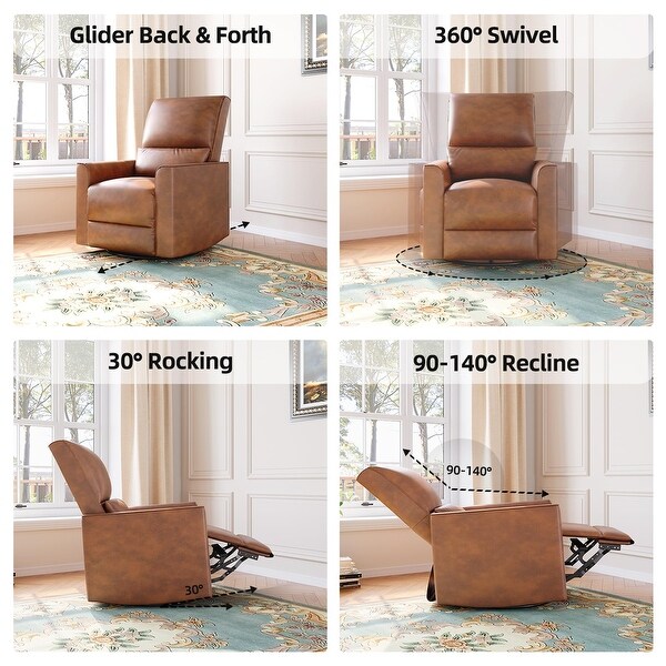 Recliner Chair Swivel Glider,Glider Rocking Chair,Upholstered Leather Sofa