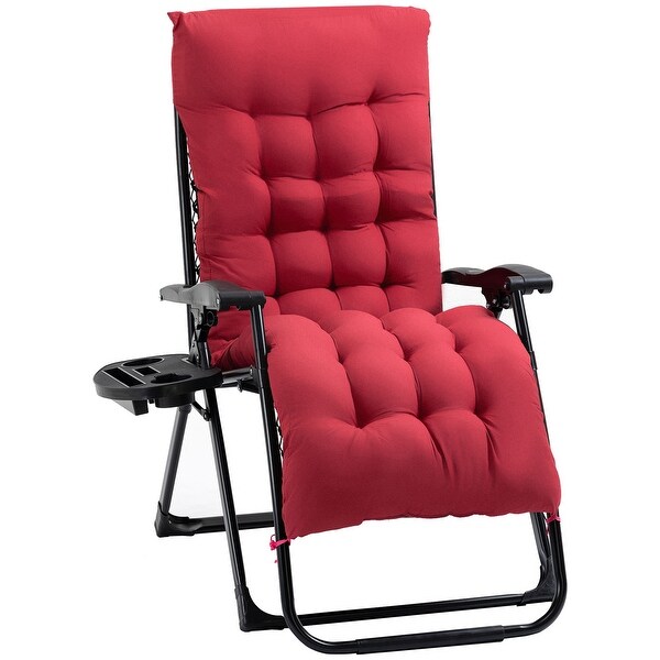 Outsunny Padded Zero Gravity Chairs,Folding Recliner Chair,Patio Lounger with Cup Holder,Adjustable Backrest