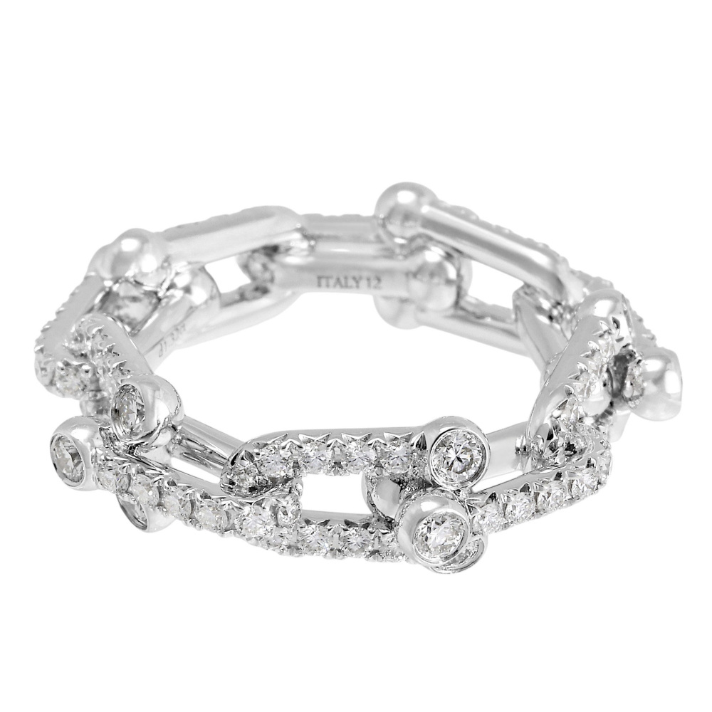 Tiffany & Co. Hardware Link Ring 18K White Gold Diamond 72671511